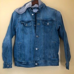 Old Navy Boy’s Jean Jacket with Fleece Hood Size XL